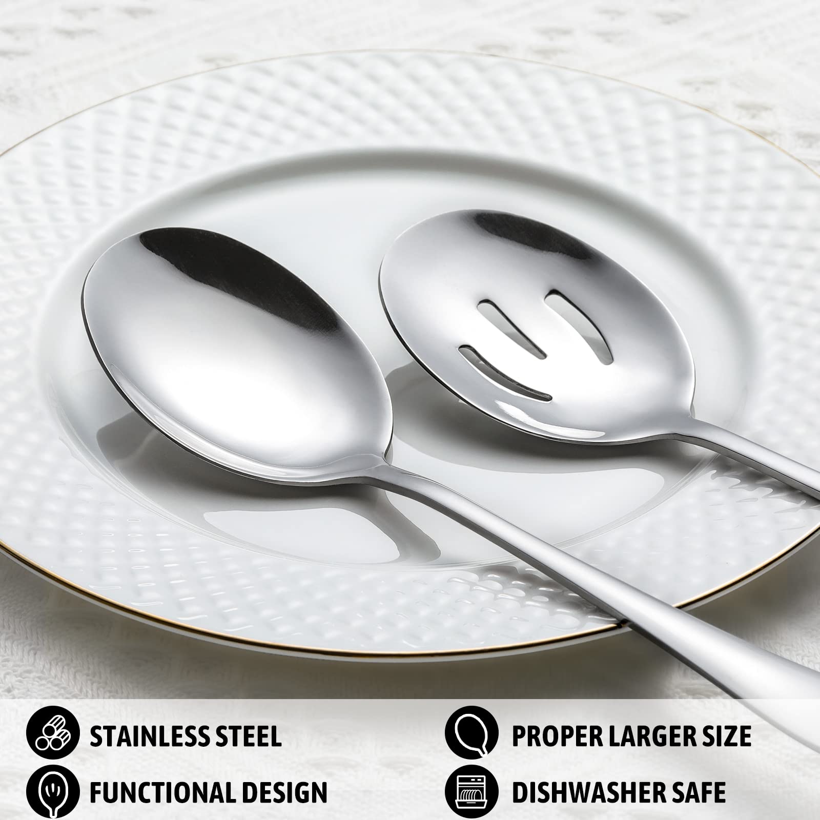 Hiware 18/8 stainless steel buffet utensils with durable construction.