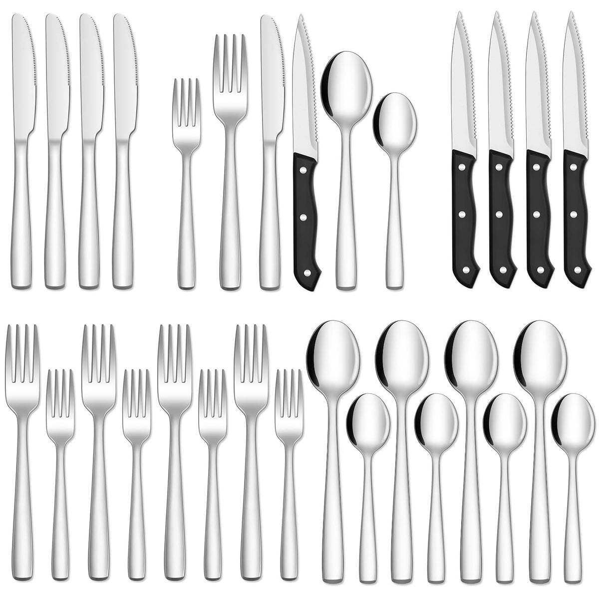 Hiware 24-piece silverware set in mirror finish for daily dining and easy cleanup