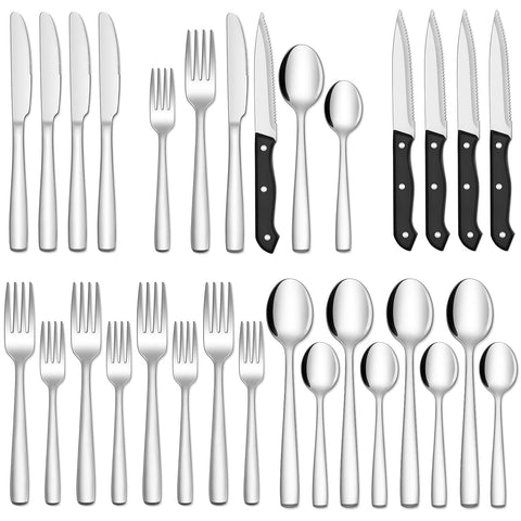 Hiware 24-piece silverware set in mirror finish for daily dining and easy cleanup