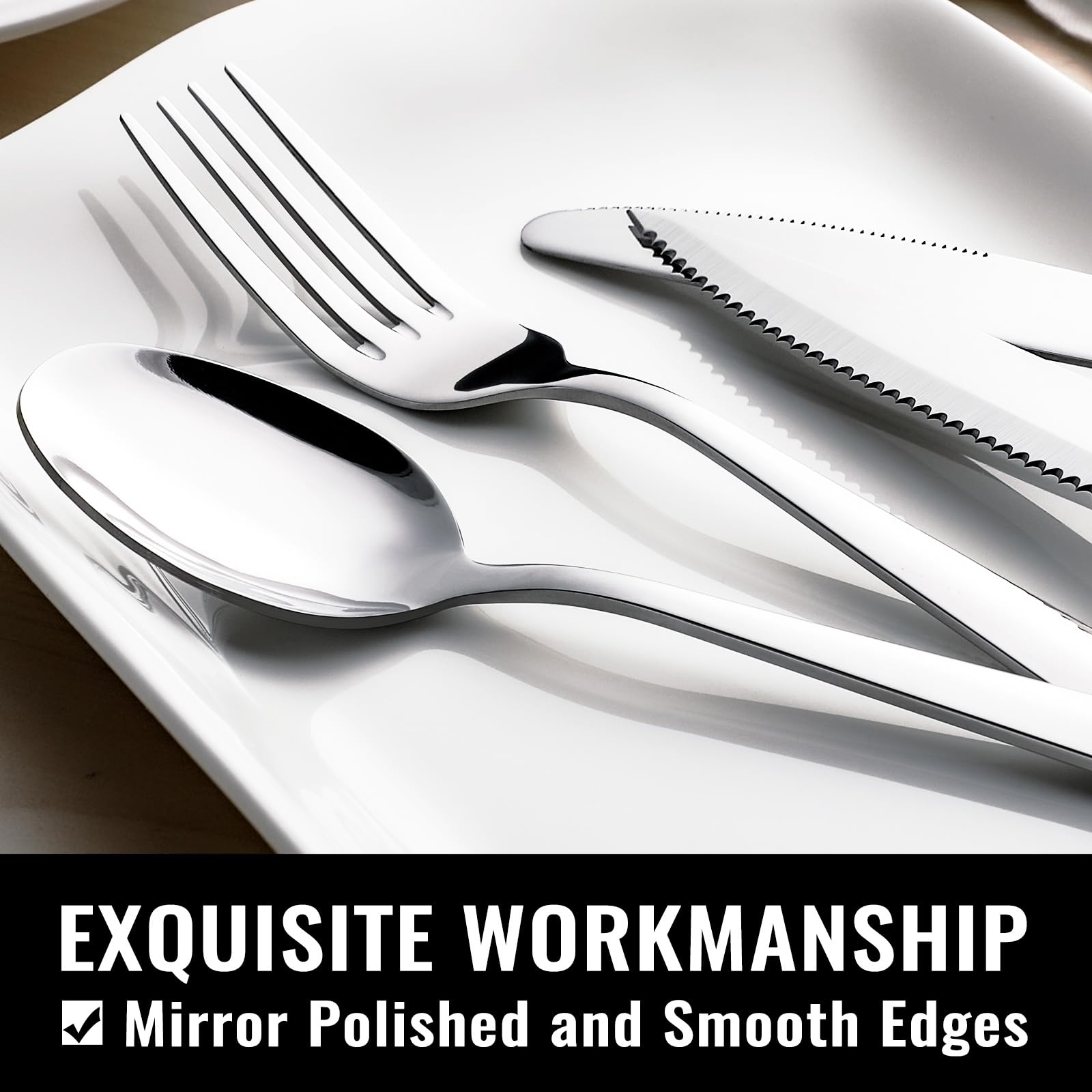 Hiware 48-piece silverware set dinner knives with precise cutting
