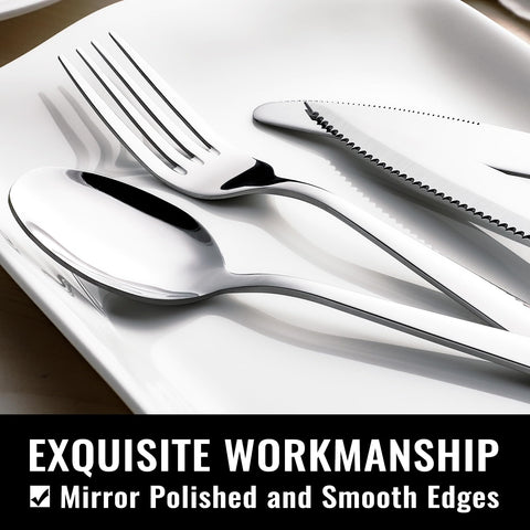 Hiware 48-piece silverware set dinner knives with precise cutting