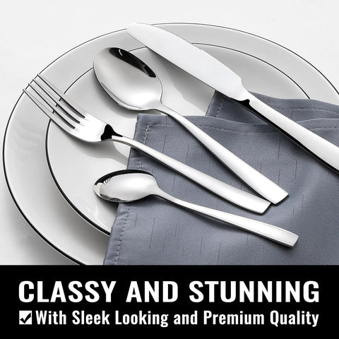 Hiware 48-piece silverware set dinner spoons for soups and desserts