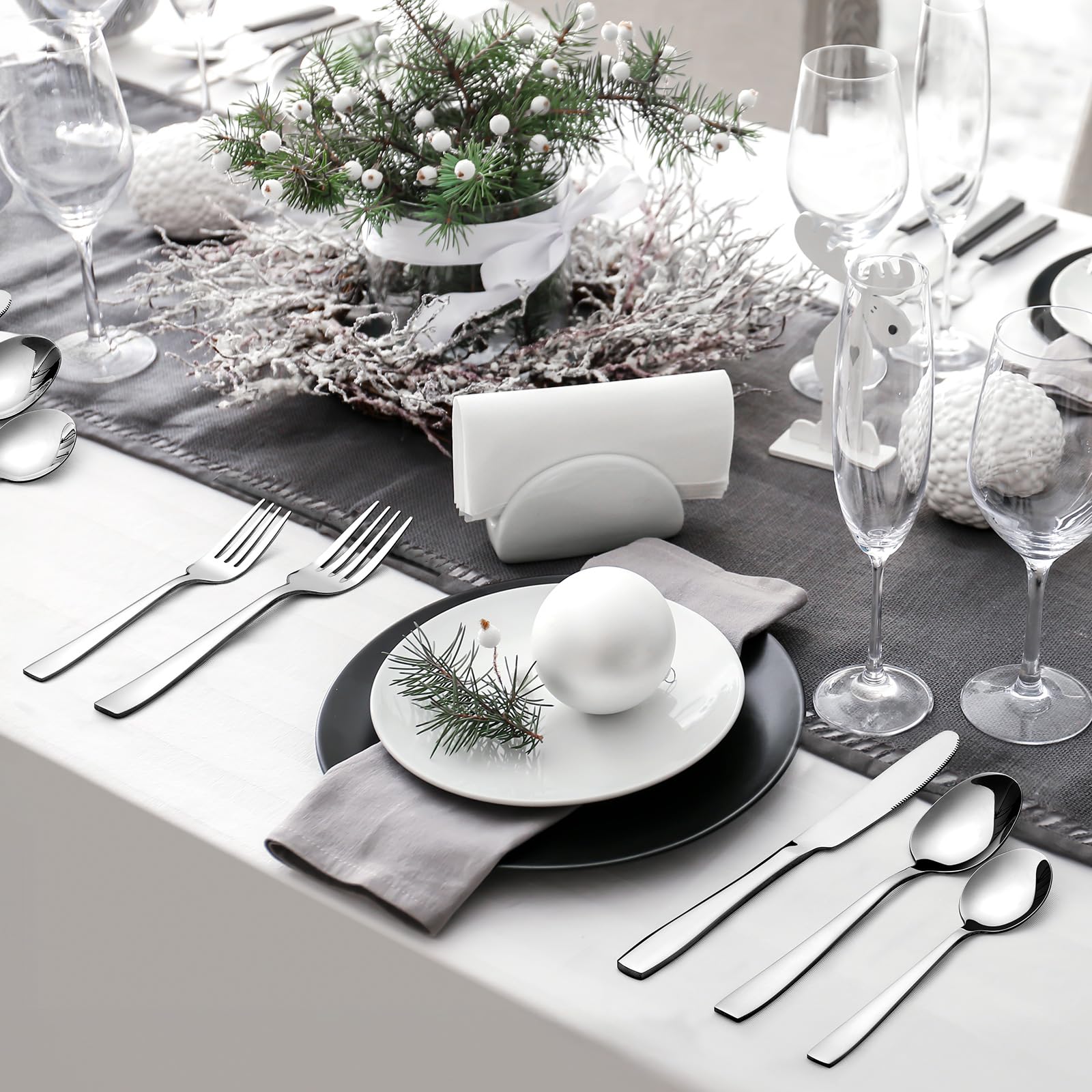 Hiware 48-piece silverware set mirror finish for elegant tableware