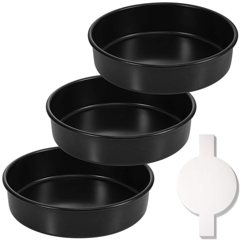 Hiware 8-inch round cake pan set 3 front view for even baking and layered cakes.