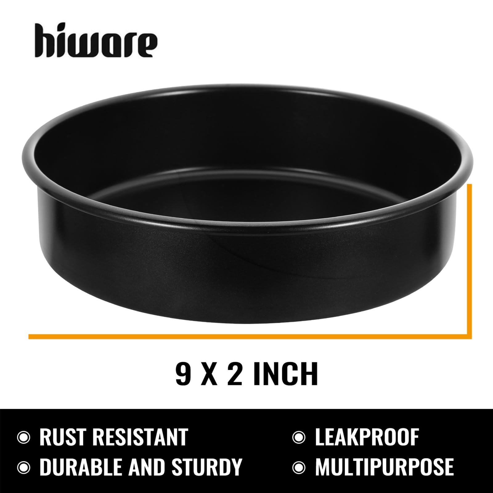 HIWARE 9-inch pan interior view with straight sides for level layers