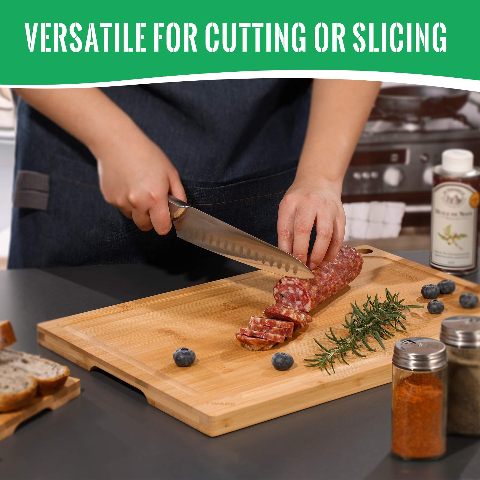 Hiware bamboo cutting board serving tray use for cheese or fruit.