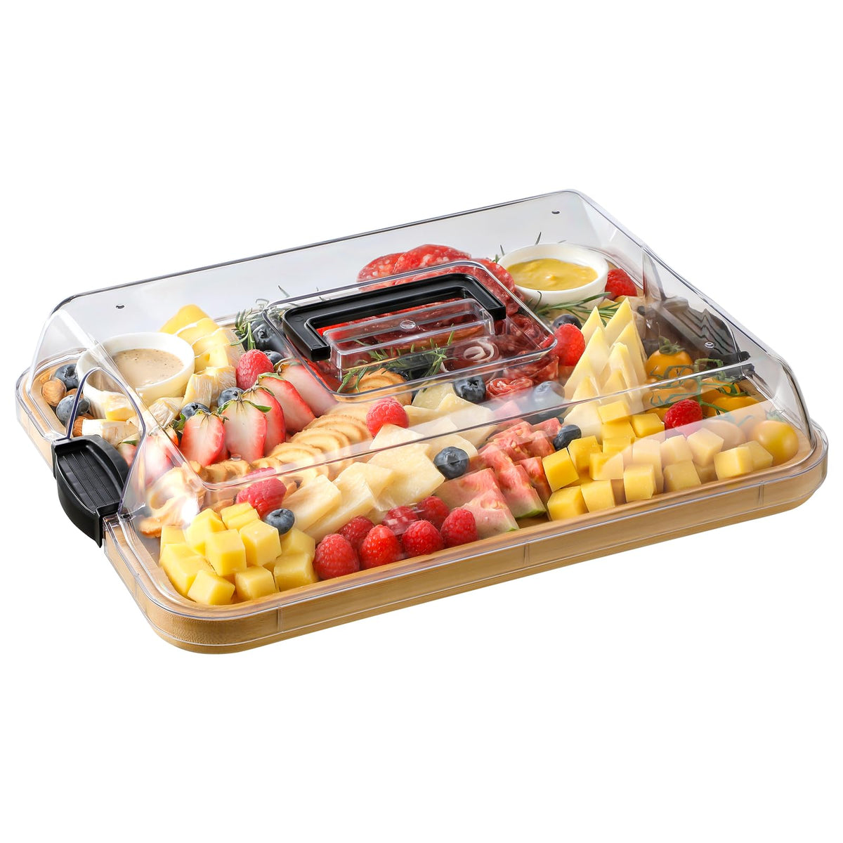 HIWARE charcuterie board with lid-locked design keeps spreads fresh.