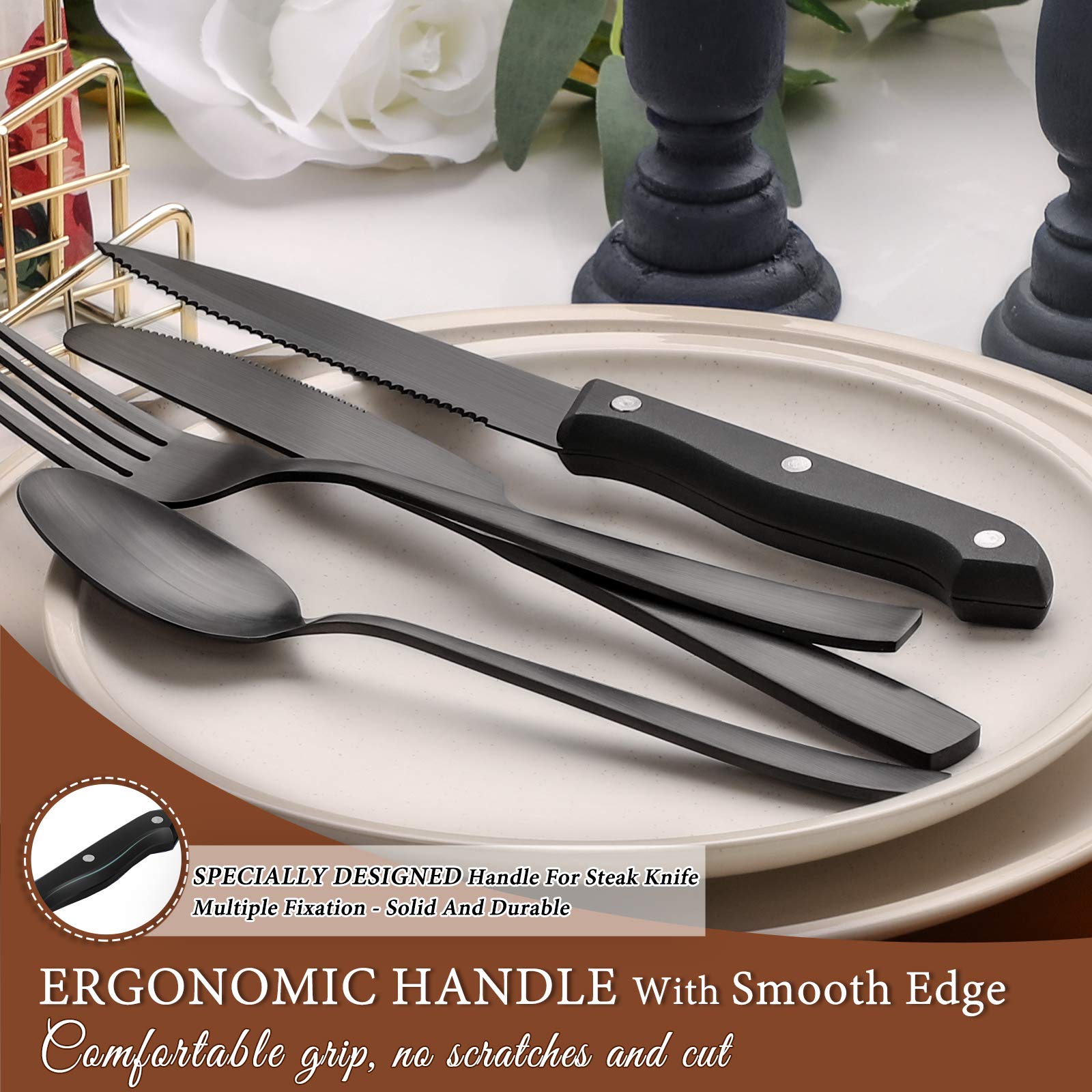 Hiware complete 24-piece set includes forks, spoons, knives, and teaspoons for four.