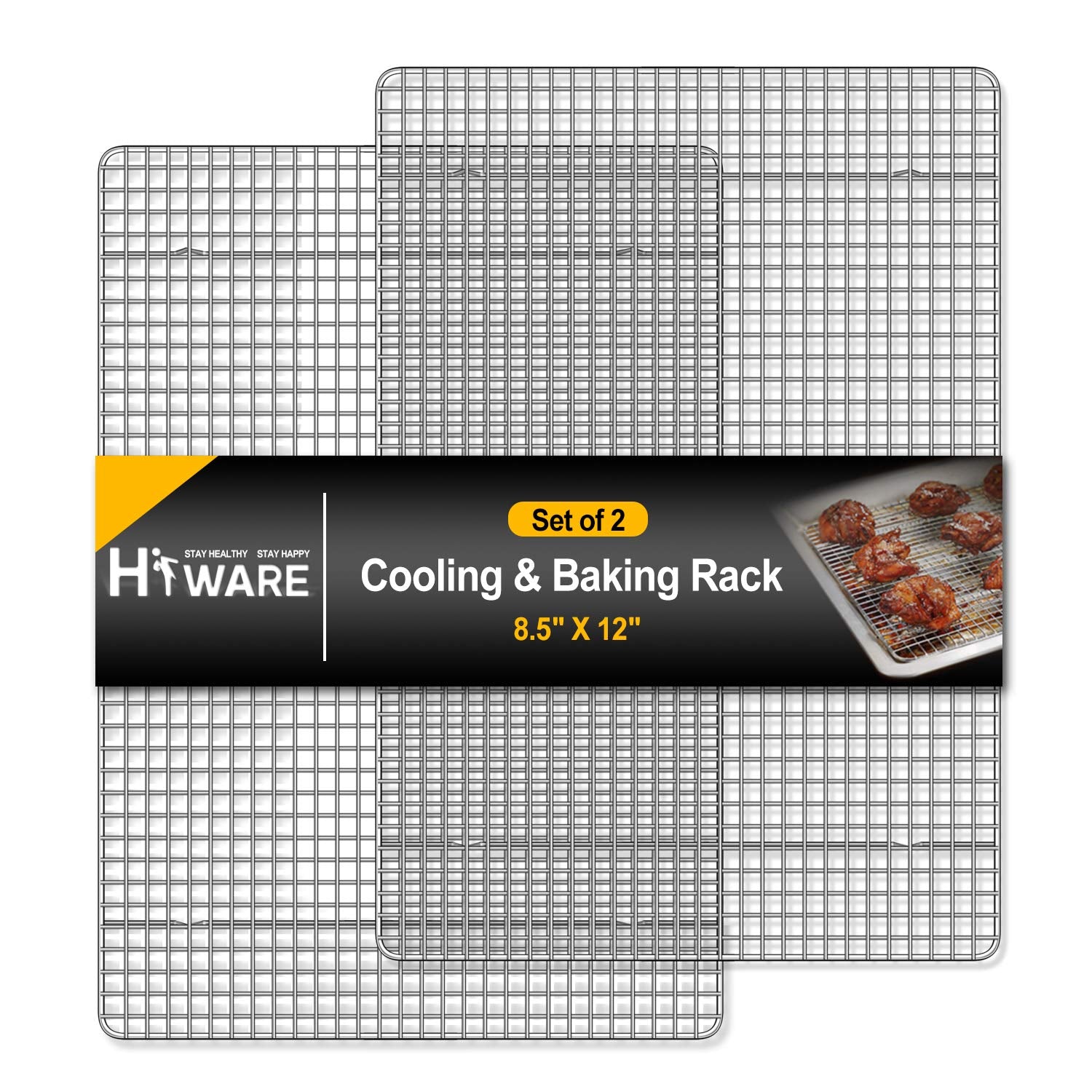 Hiware cooling rack quarter-size 8.5 by 12 inches for even air cooling of baked goods.