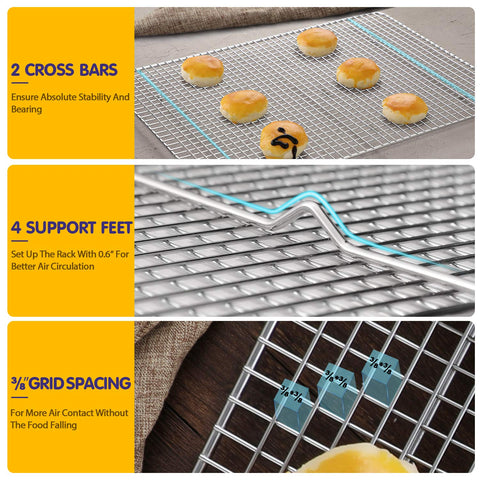 Hiware stainless-steel grid offers durability and steady support for heavy items.