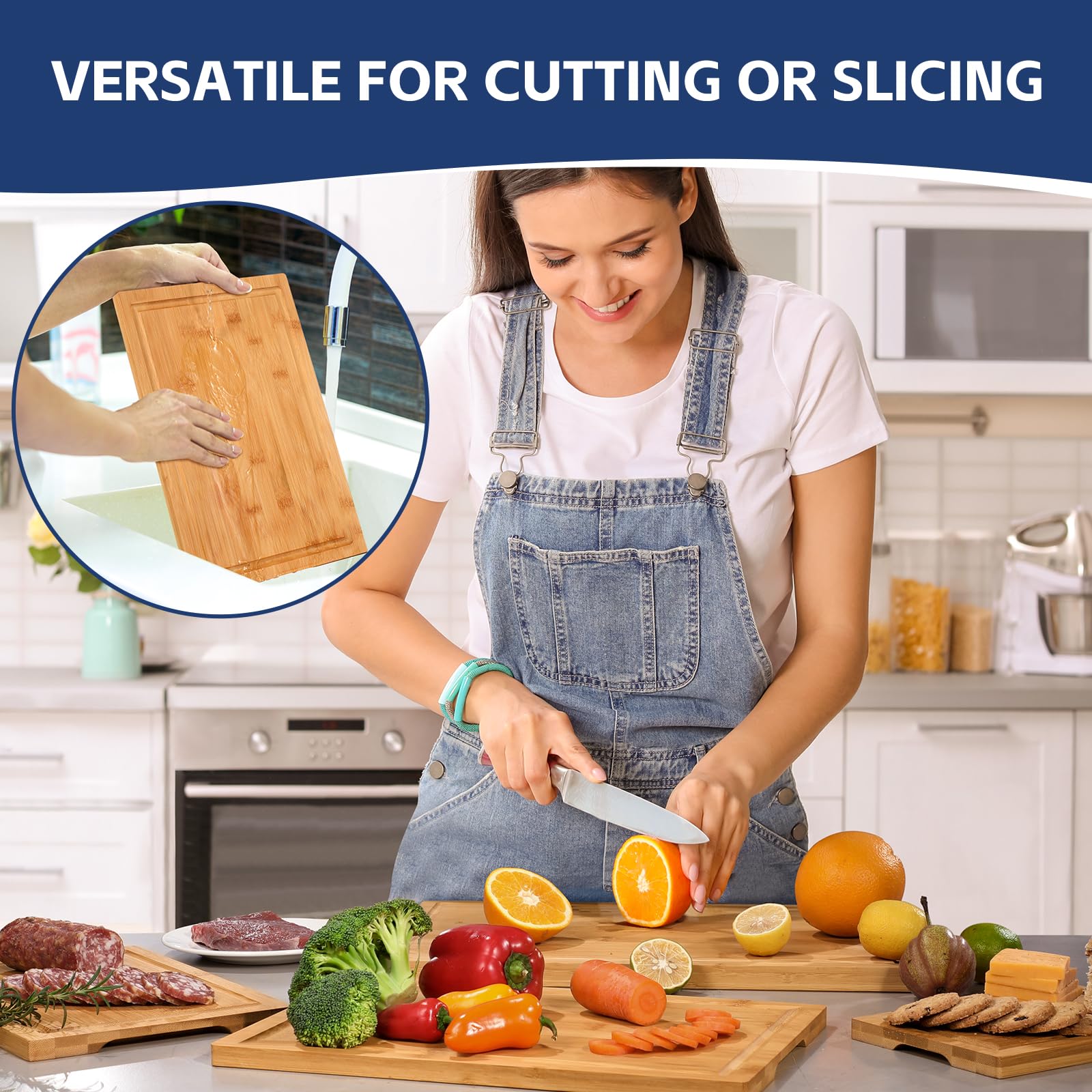 Hiware knife-friendly surface protects blades and preserves board integrity.
