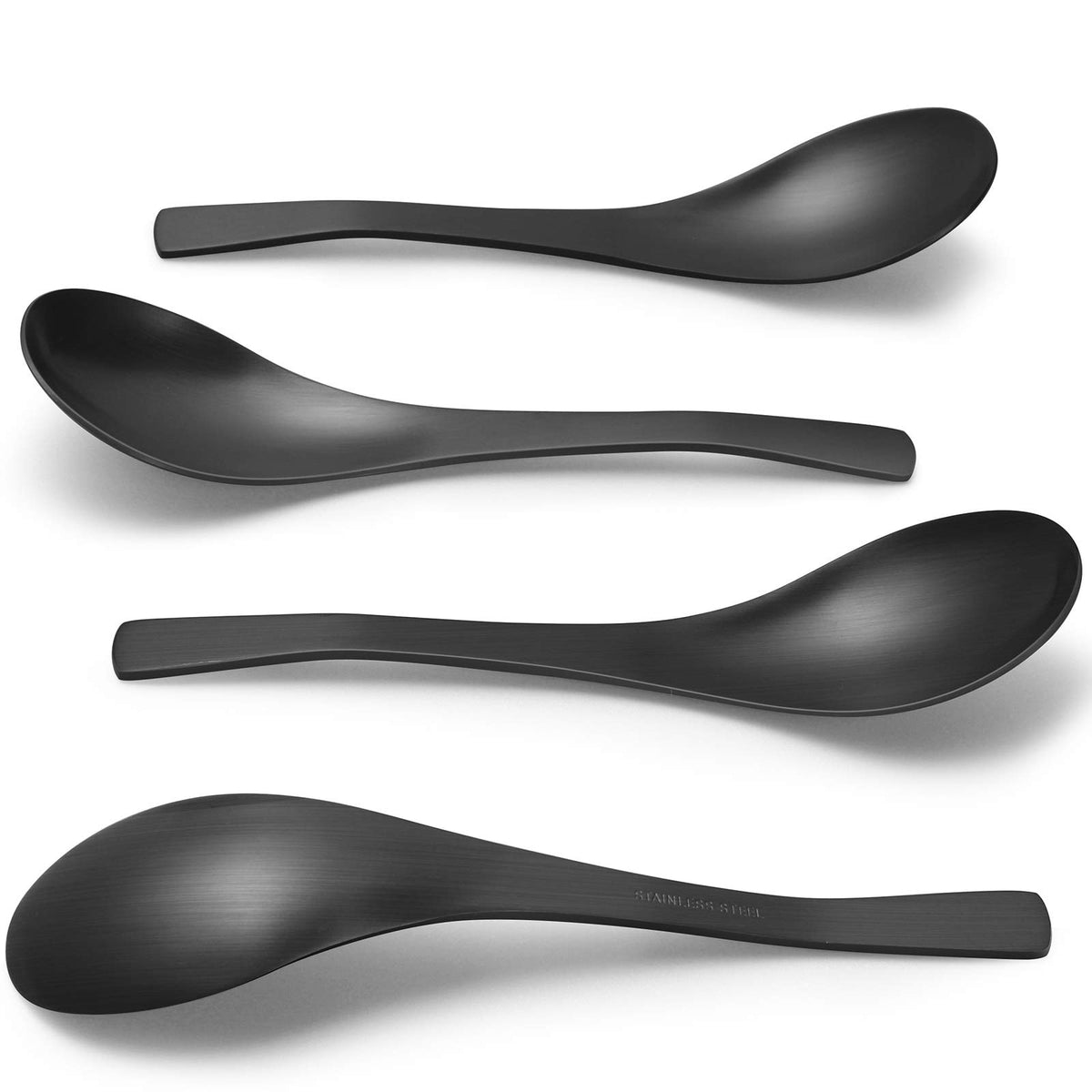 Hiware matte black heavy-weight soup spoon set of six on a table