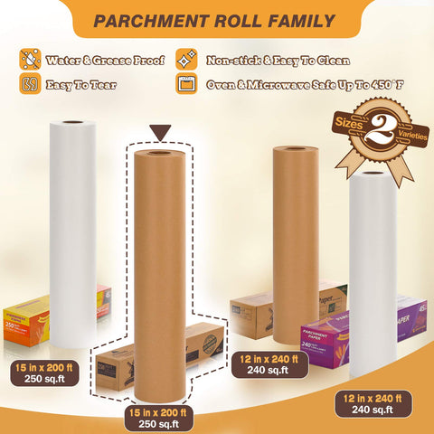 HIWARE parchment paper safe for oven and microwave up to 450°F