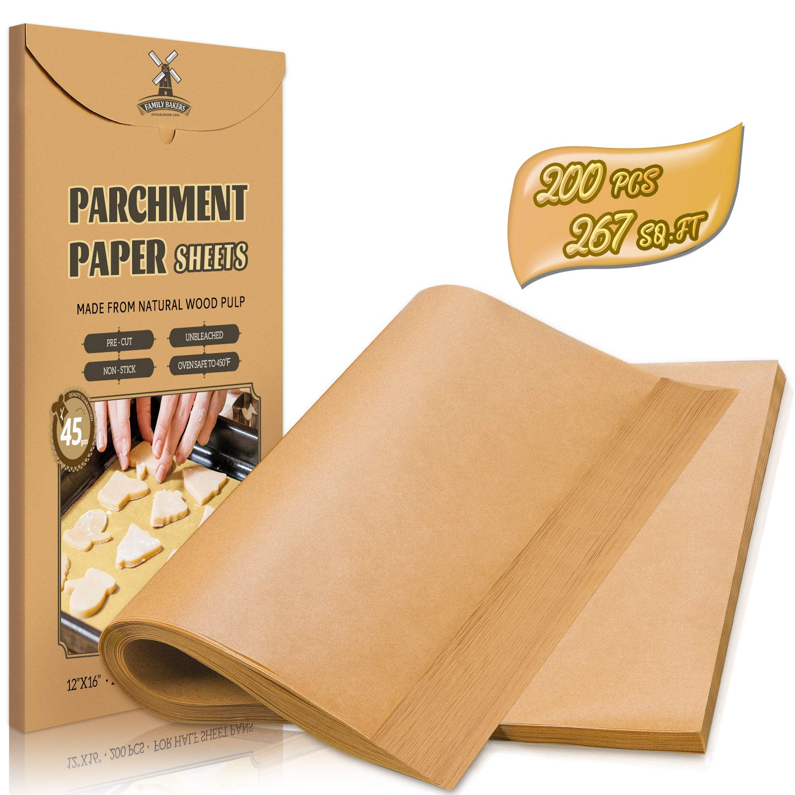 HIWARE parchment sheets 12x16 on a half-sheet tray for easy lining and release