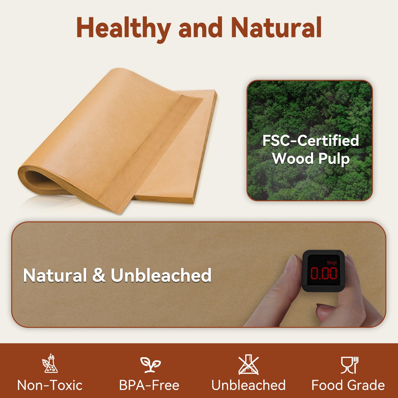 HIWARE pre-cut parchment box of 200 sheets for quick prep and mess-free baking