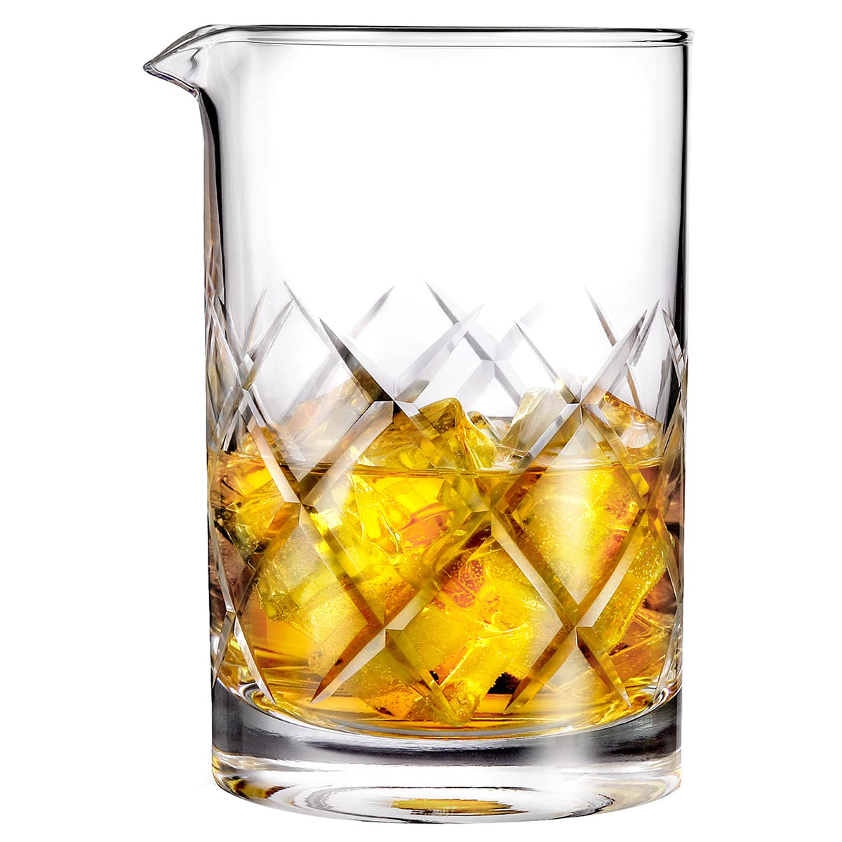 Hiware professional mixing glass front view shows crystal-clear craftsmanship for precise cocktails.