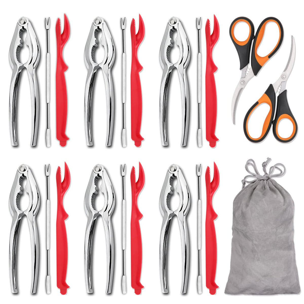 Hiware seafood tools set with crab crackers for easy shell cracking at home.