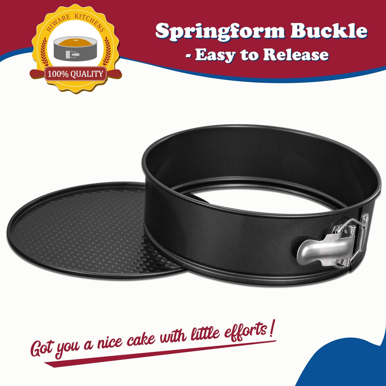 HIWARE upgraded springform buckle for smooth release and sturdy use.