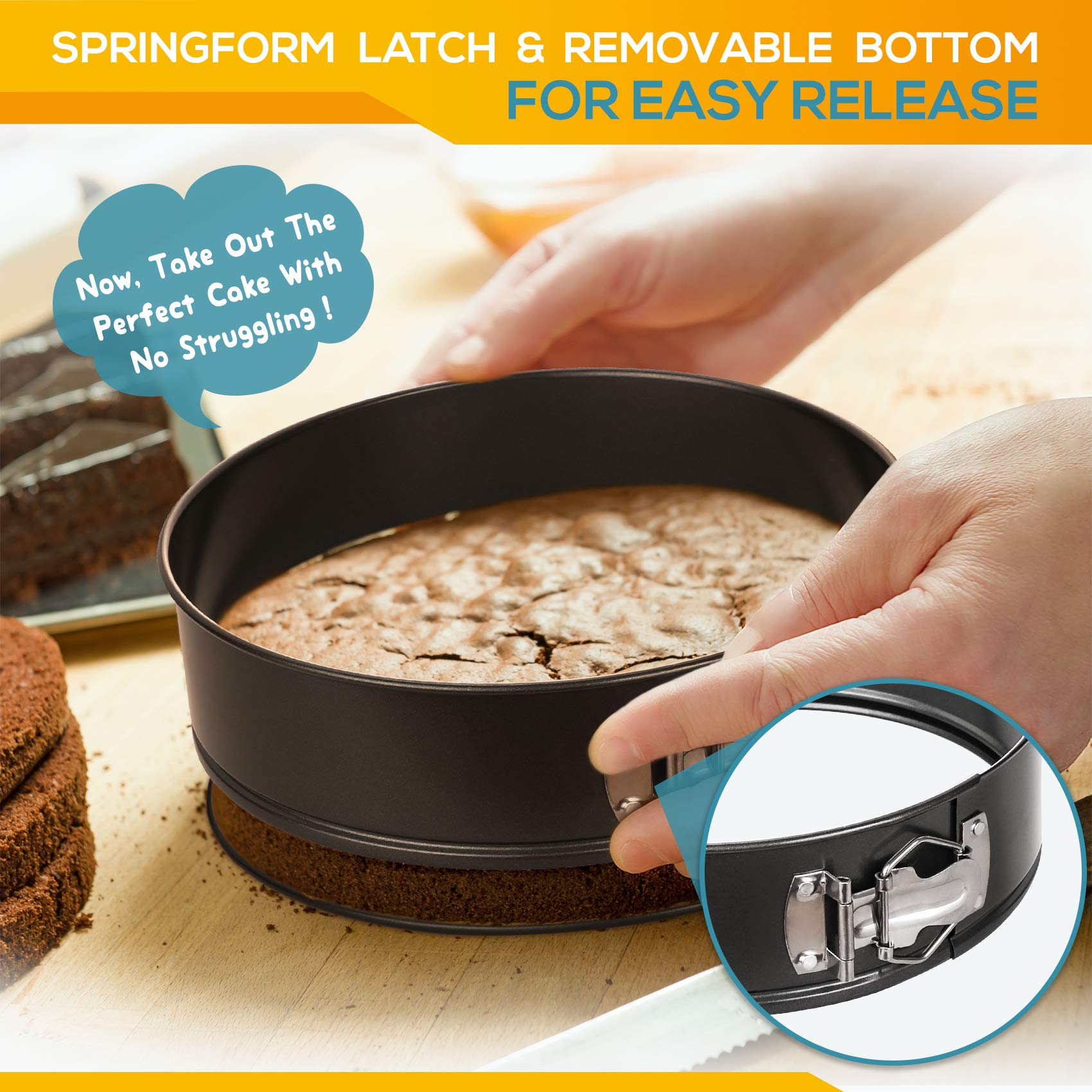 HIWARE 8-inch springform pan with non-stick coating for clean edges