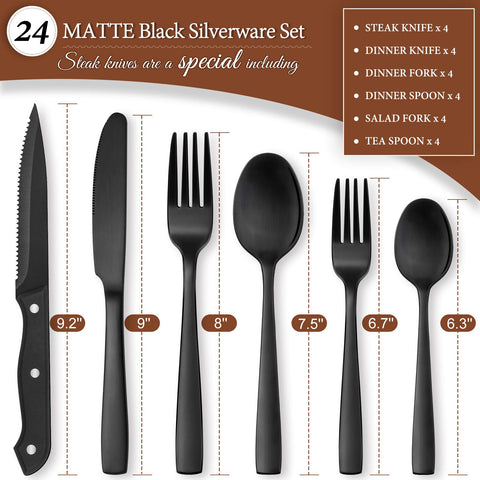 Hiware steak knives with triple-riveted handles for comfortable grip and precise slicing.