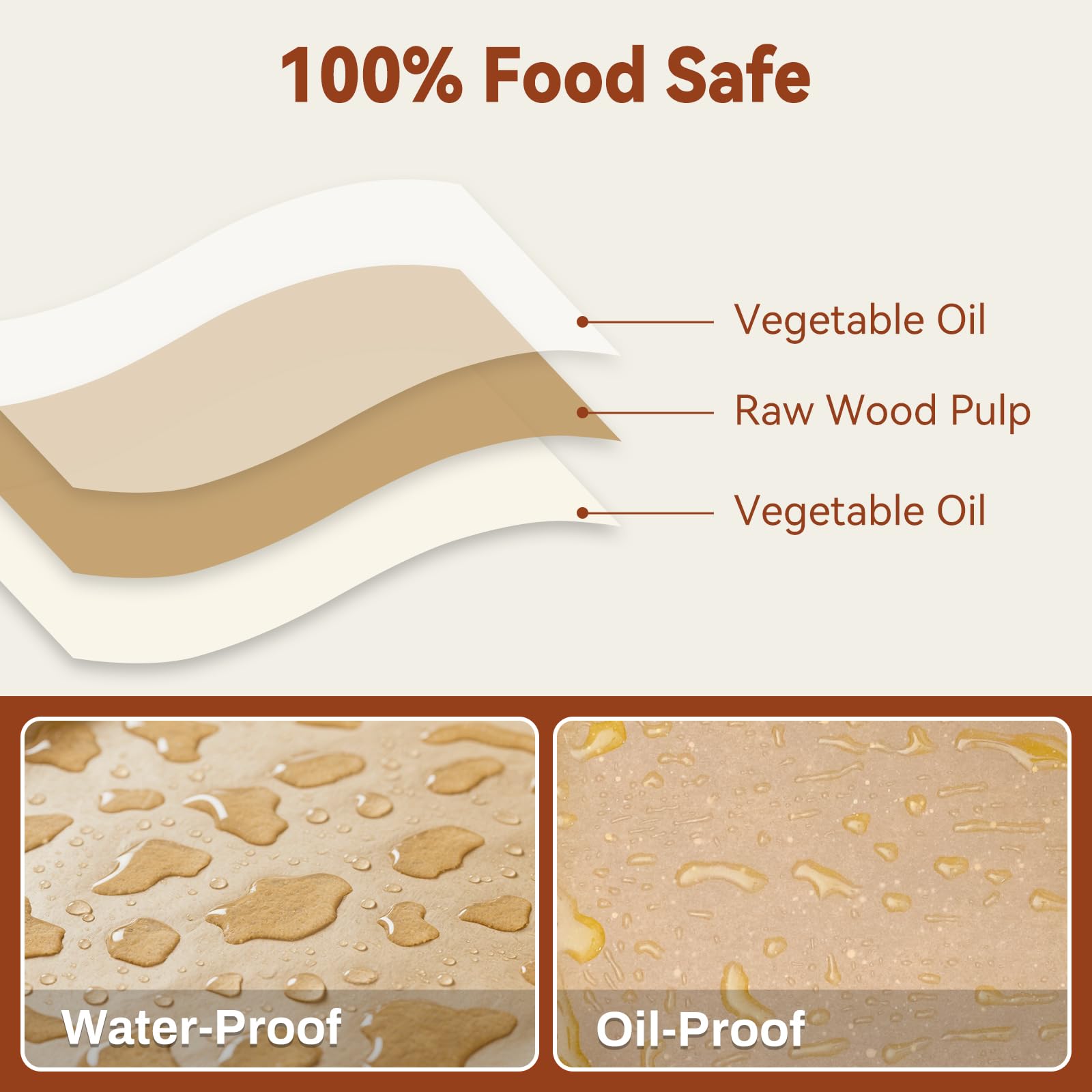 HIWARE unbleached parchment made from FSC wood pulp for natural non-stick results