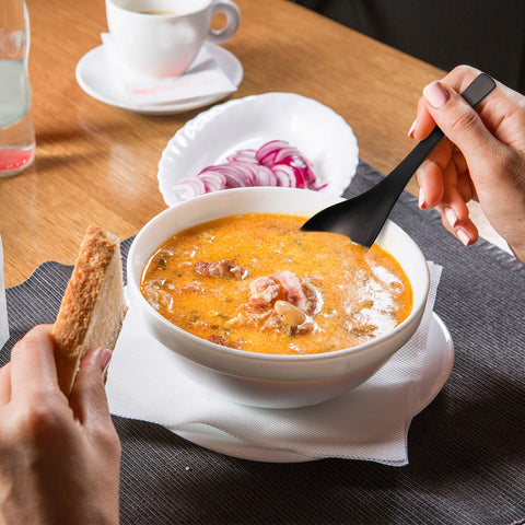 Hiware wide spoon head ideal for ladling soups and large portions