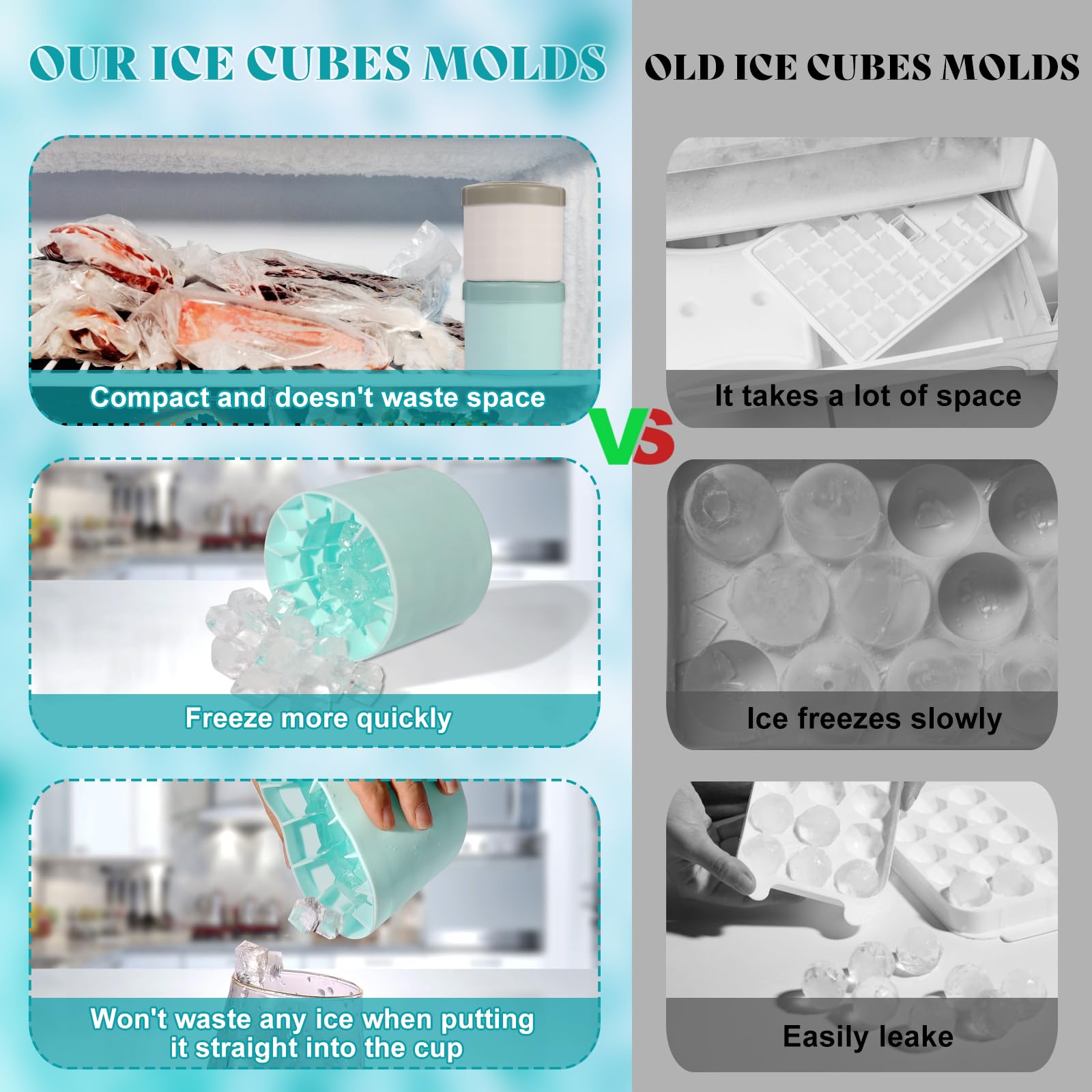 Hiyalot compact freezer storage blue-gray keeps ice cubes organized.