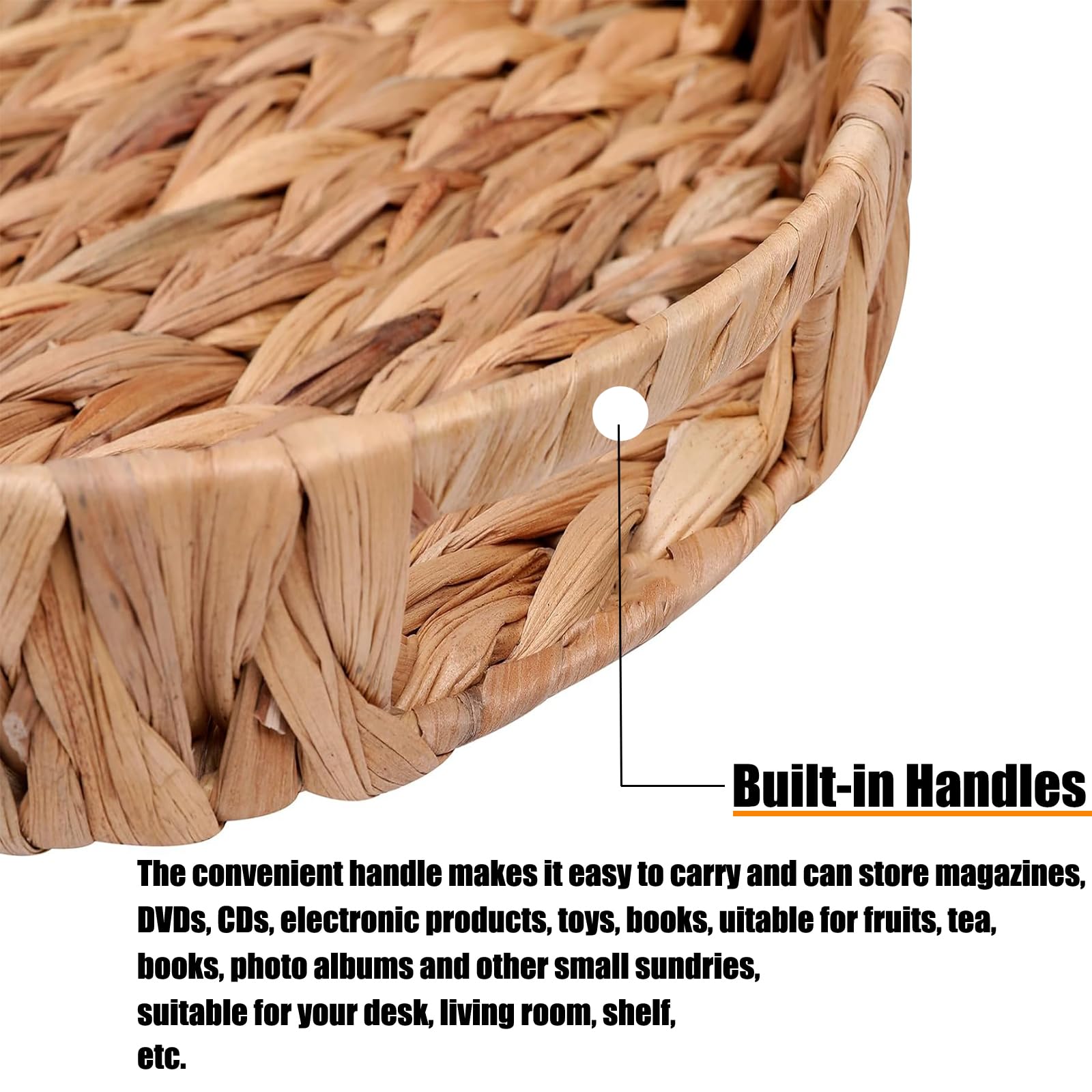 HJAYUXYO natural fiber tray blends with modern and rustic decor