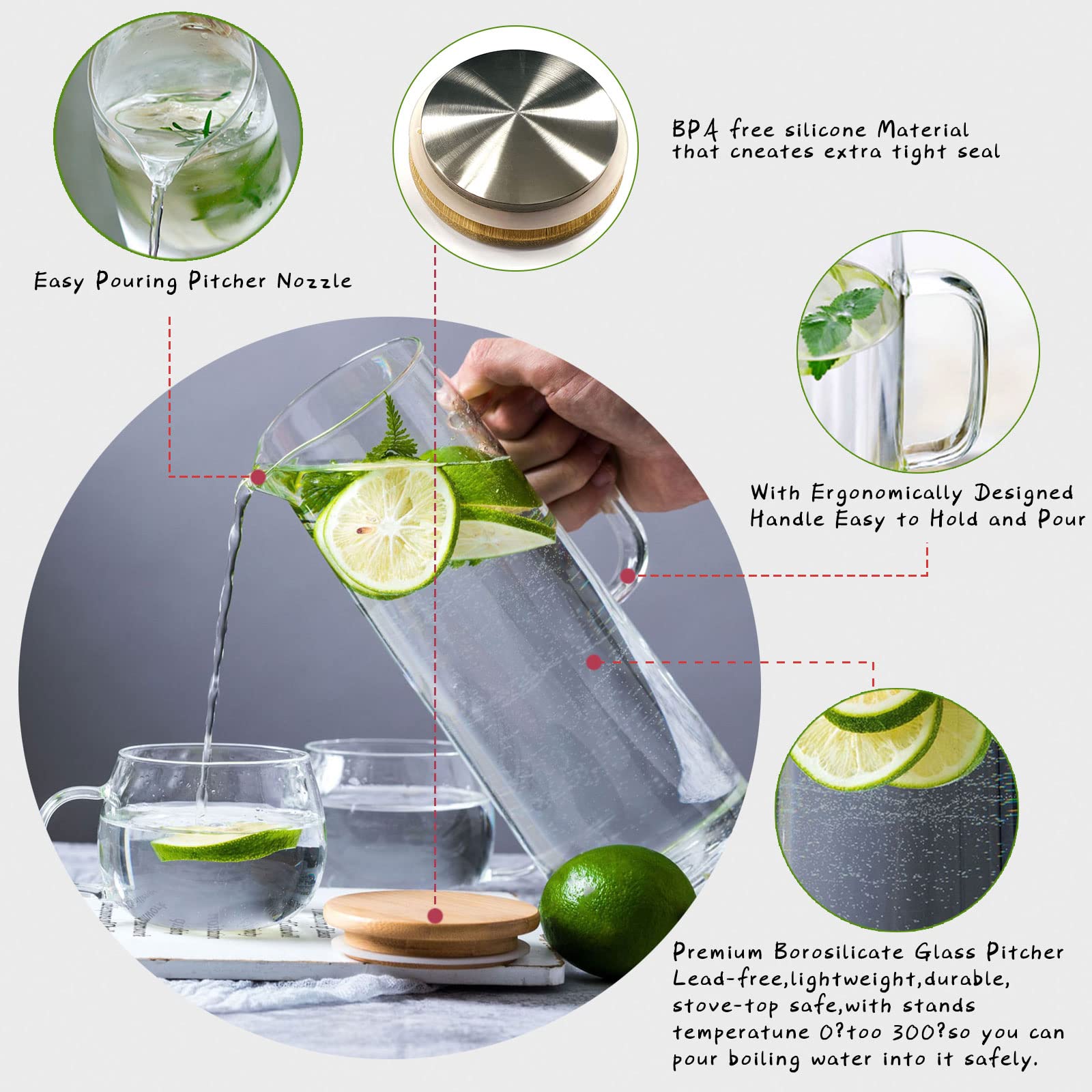 HJN bamboo lid with stainless steel rim for durability.