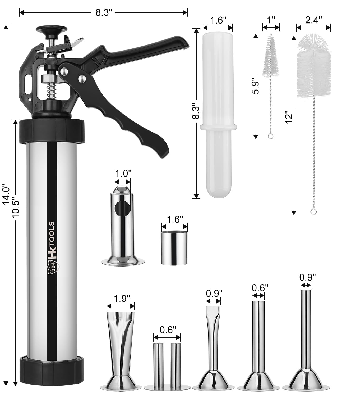 HK jerky gun kit 6 nozzle set for varied shapes