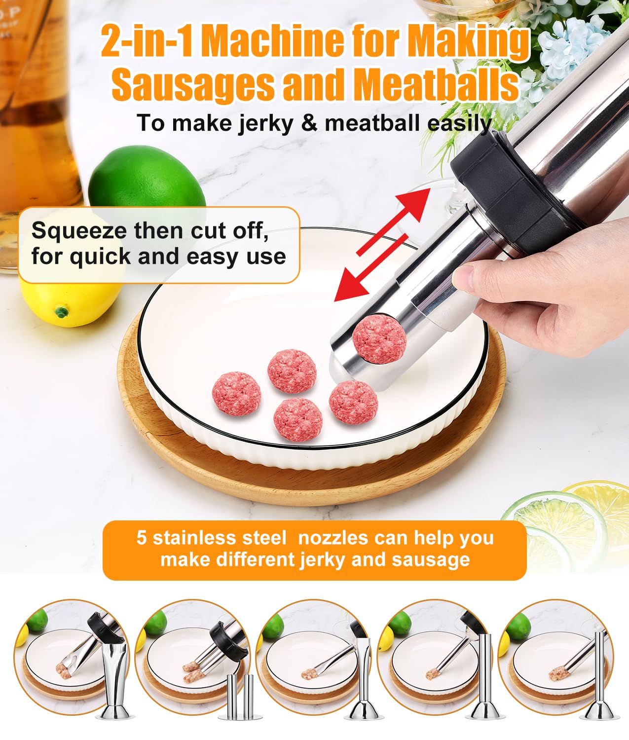 HK jerky gun kit cleaning brushes included for easy cleanup