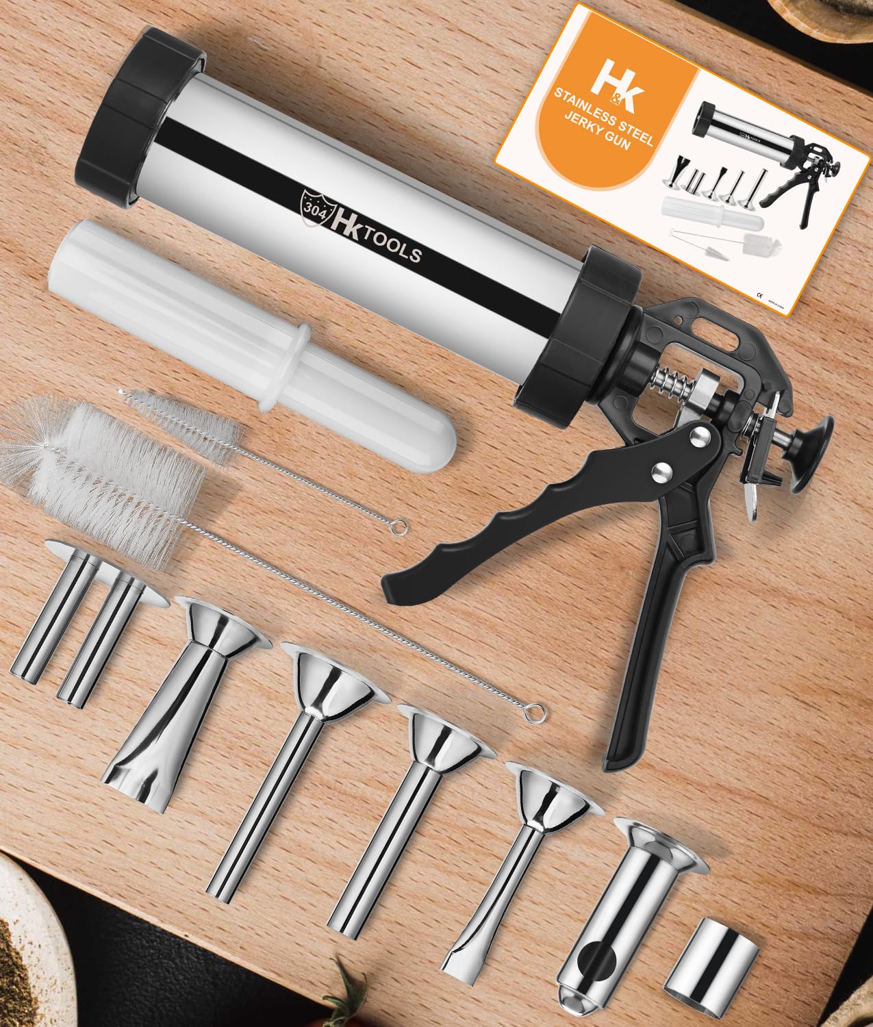 HK jerky gun kit in use showing extrusion process