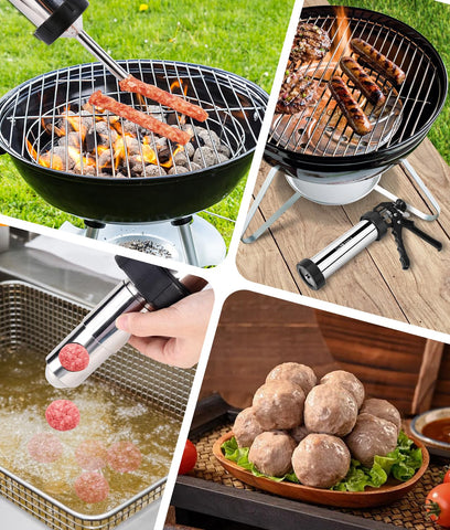HK jerky gun kit meatball nozzle in action for meatballs