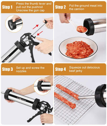 HK jerky gun kit stomper pressed meat for tighter packs