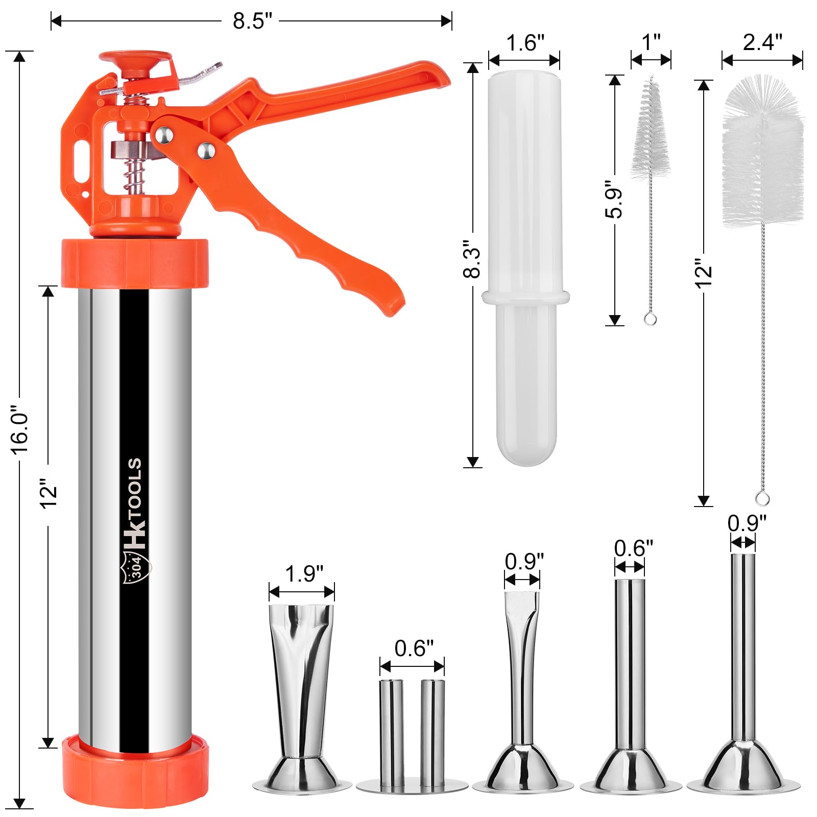 HK Jerky Gun nozzles highlight versatile shapes for different jerky textures.