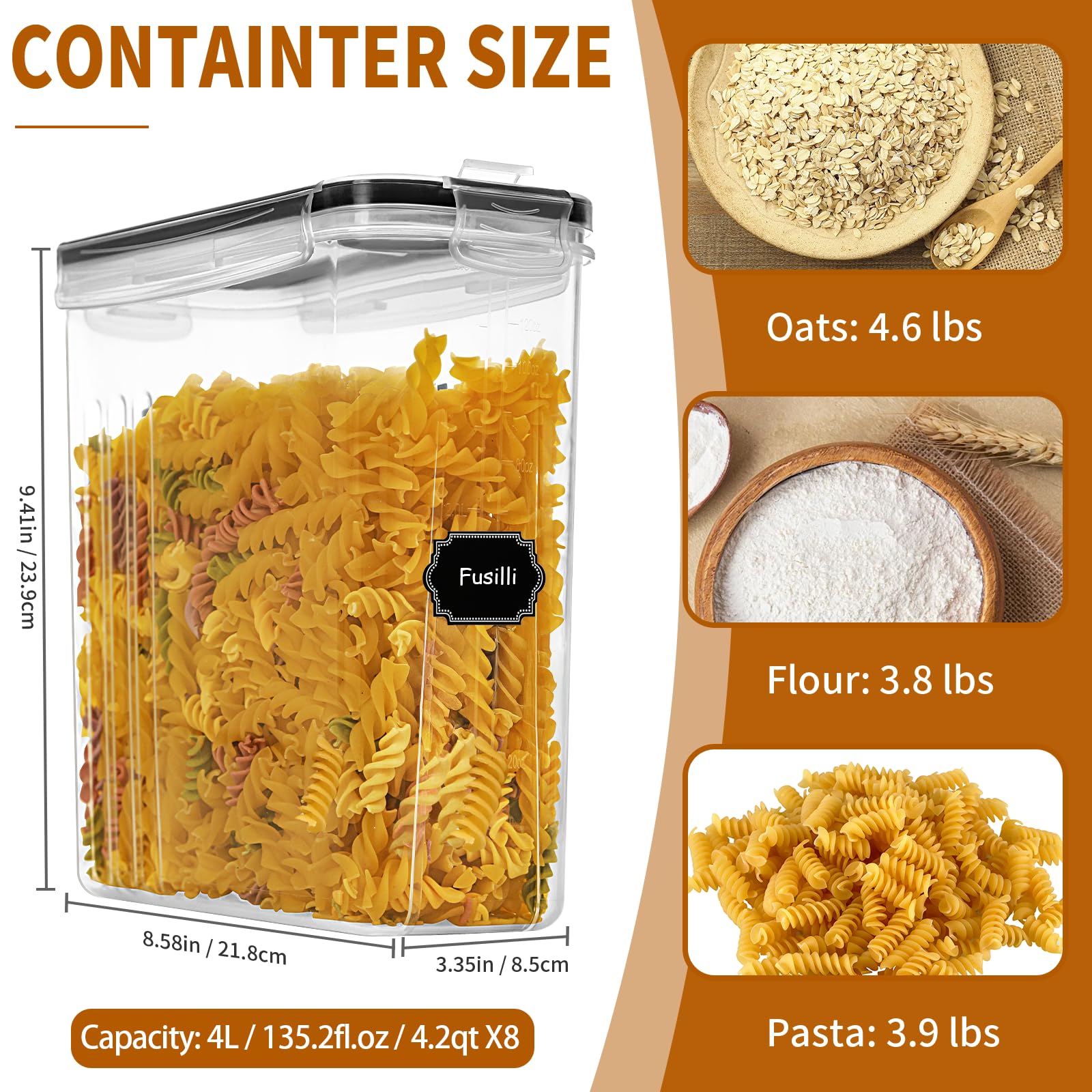 HKJ Chef airtight lid with gasket keeps dry foods fresh.