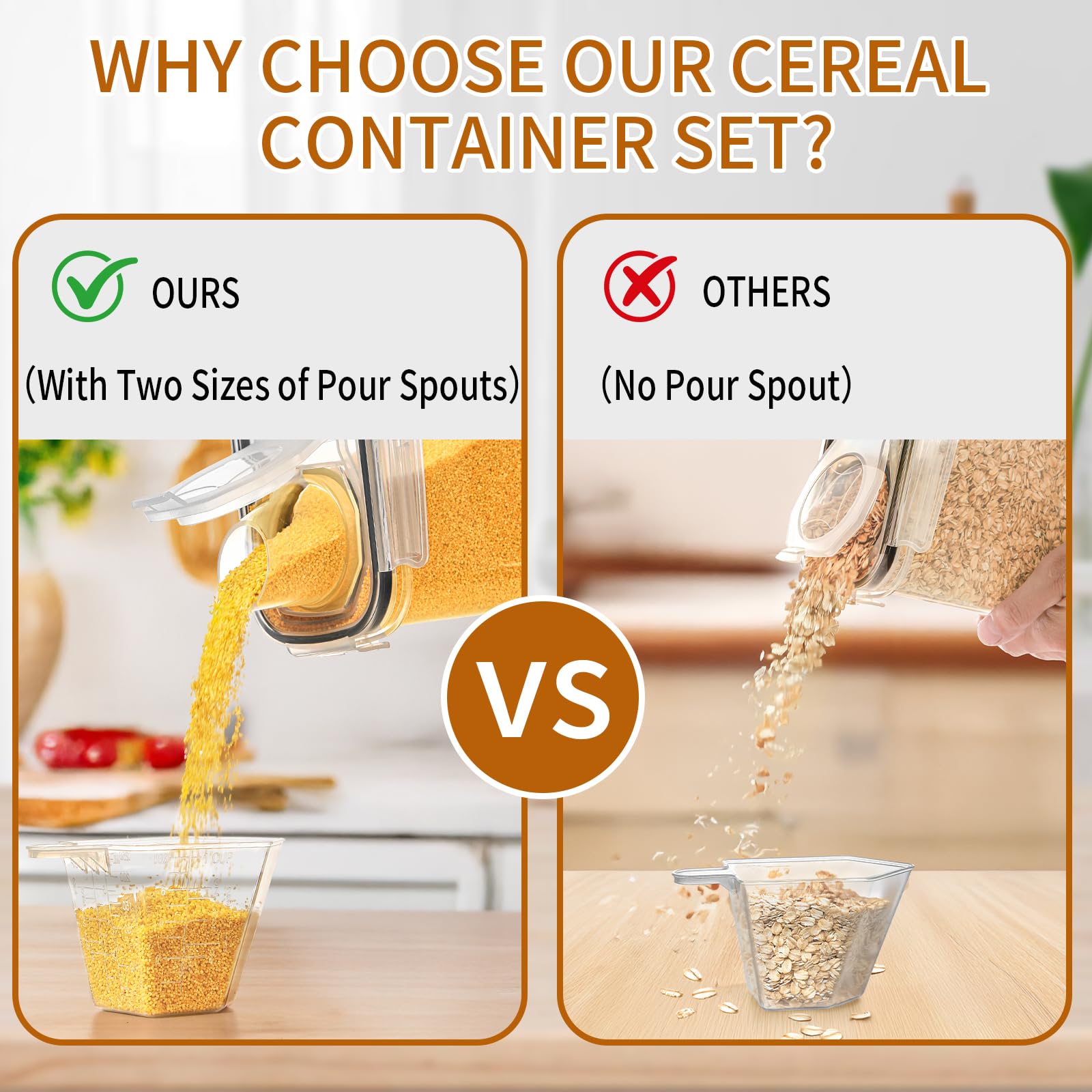 Flip-top lid from HKJ Chef cereal container with airtight seal.