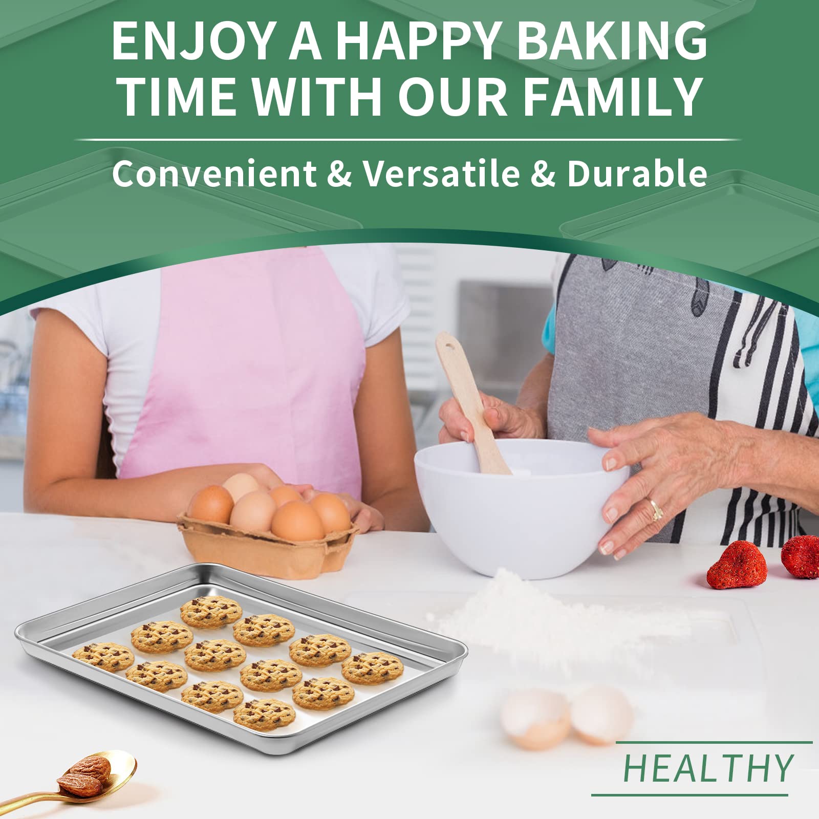 HKJ Chef versatile baking pans for cookies, brownies, and rolls