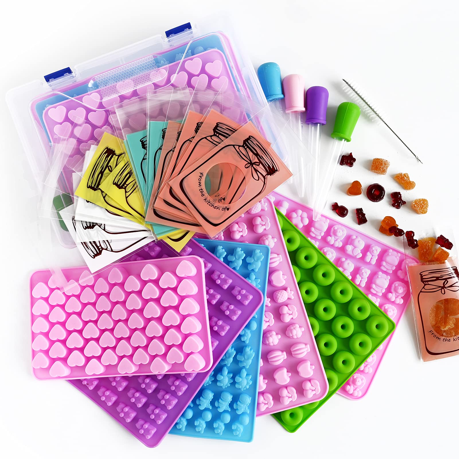 HKNMTT gummy molds silicone 32-piece set with detailed shapes for bite-sized treats