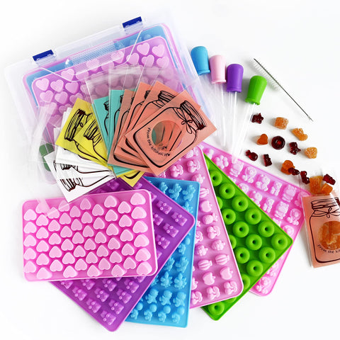 HKNMTT gummy molds silicone 32-piece set with detailed shapes for bite-sized treats