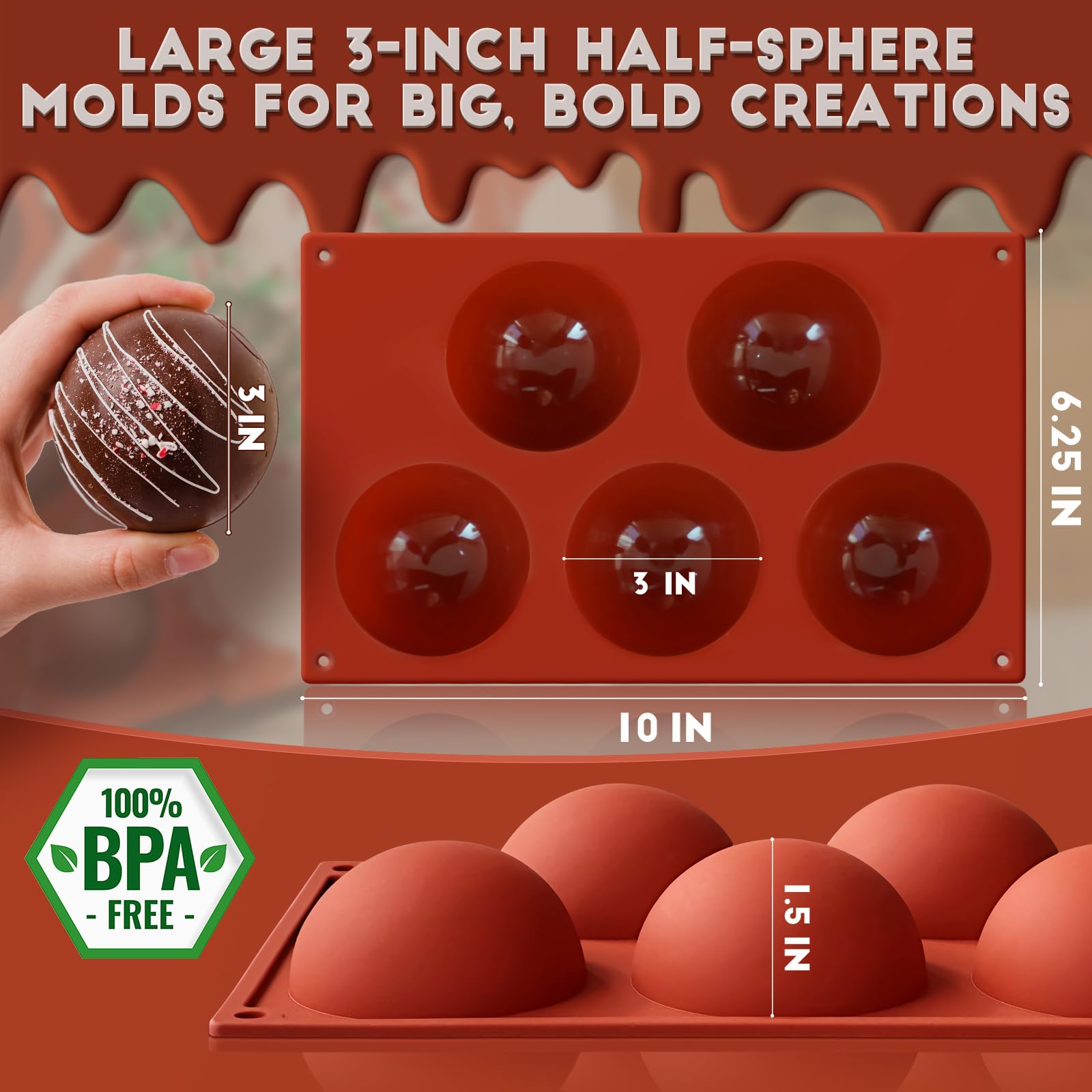 HKNMTT Hemisphere high-heat resistant mold safe for oven and freezer.