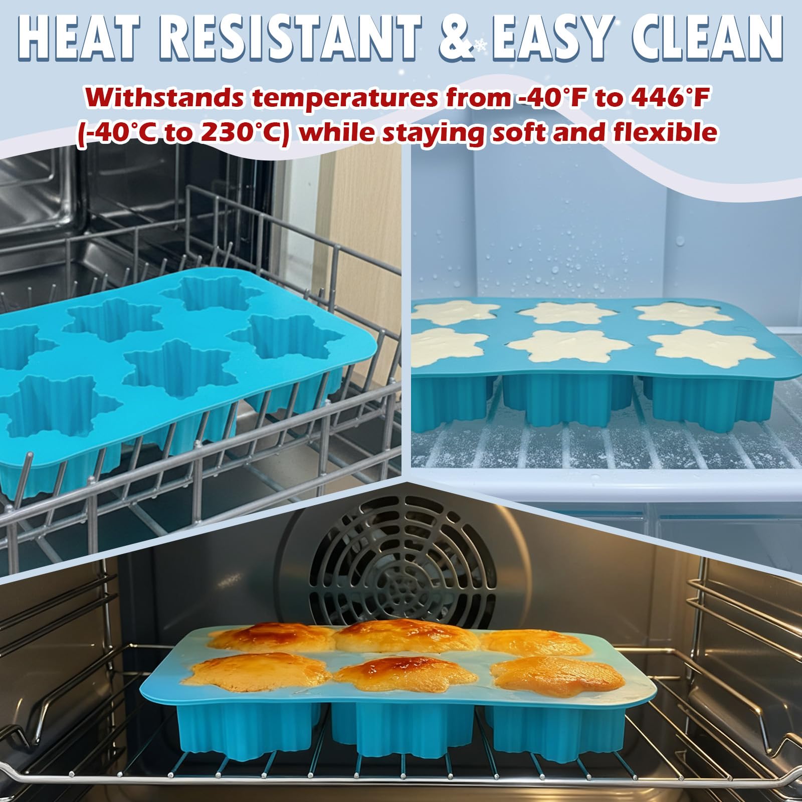 HKNMTT Snowflake silicone mold – dishwasher-safe and durable for repeated crafting.