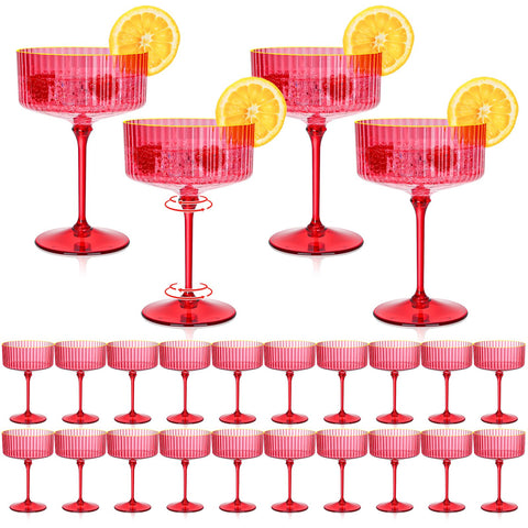 HKSZEH red ribbed martini glass 10 oz for festive cocktails