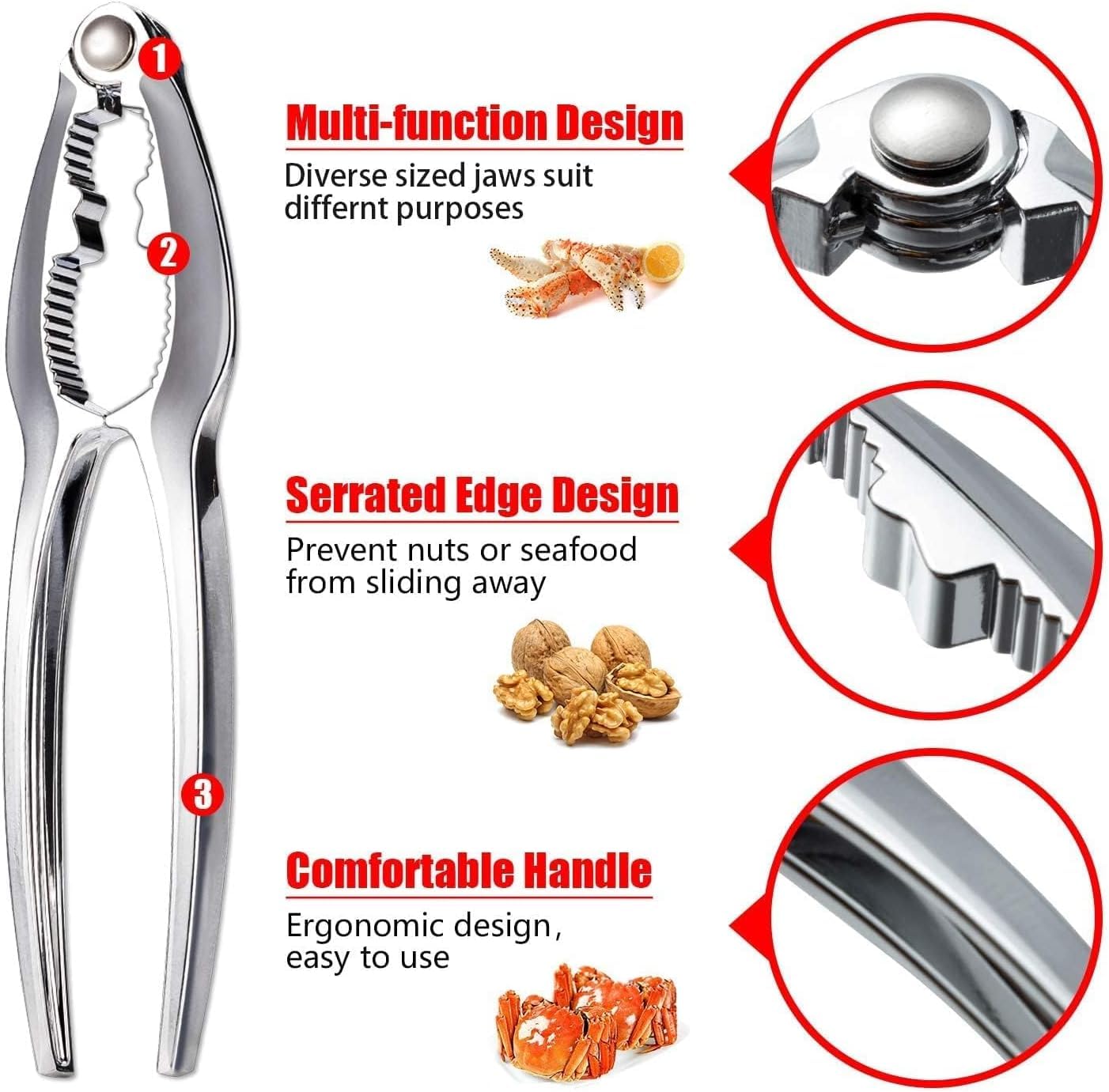 HLARTNET lobster cracker ergonomic handle demonstrates comfortable grip for easier cracking.