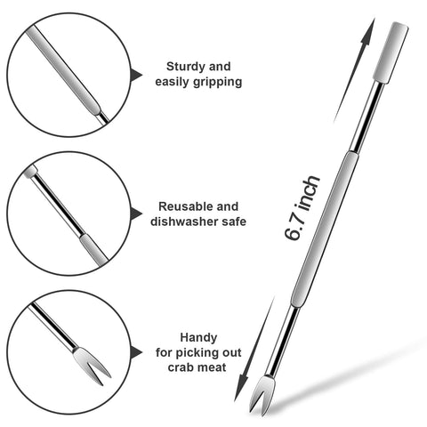HLARTNET seafood crackers and picks close-up highlighting rust-resistant stainless steel.