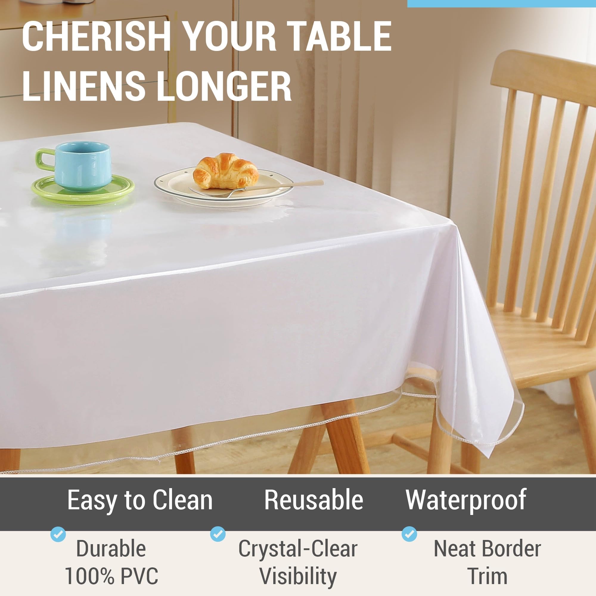 HLC.ME waterproof table protector used during family meals to prevent spills