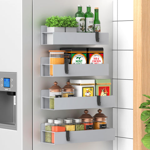 Hleelomi fridge spice rack side-mount in full setup for easy organization.