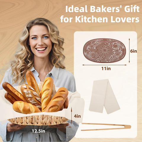 Hliay baker gift set bread basket adds kitchen charm.