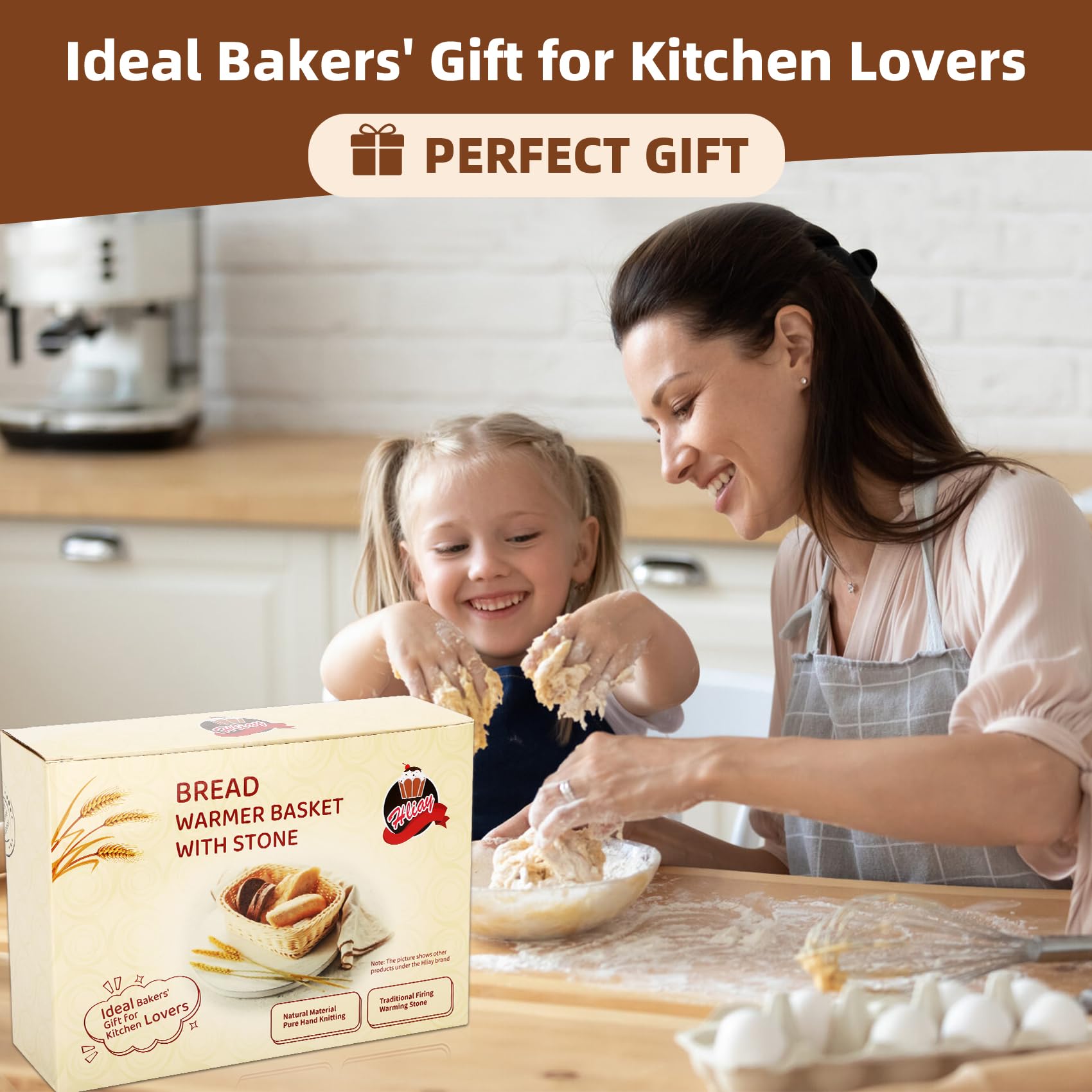 Hliay ceramic bread serving basket ideal for gifts and serving.