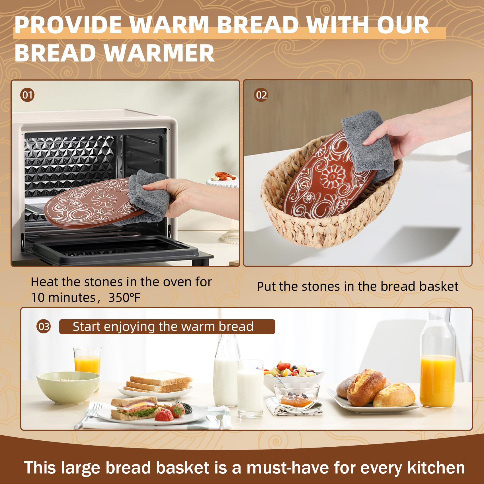 Hliay tortilla warmer basket for soft, warm tortillas at meals.
